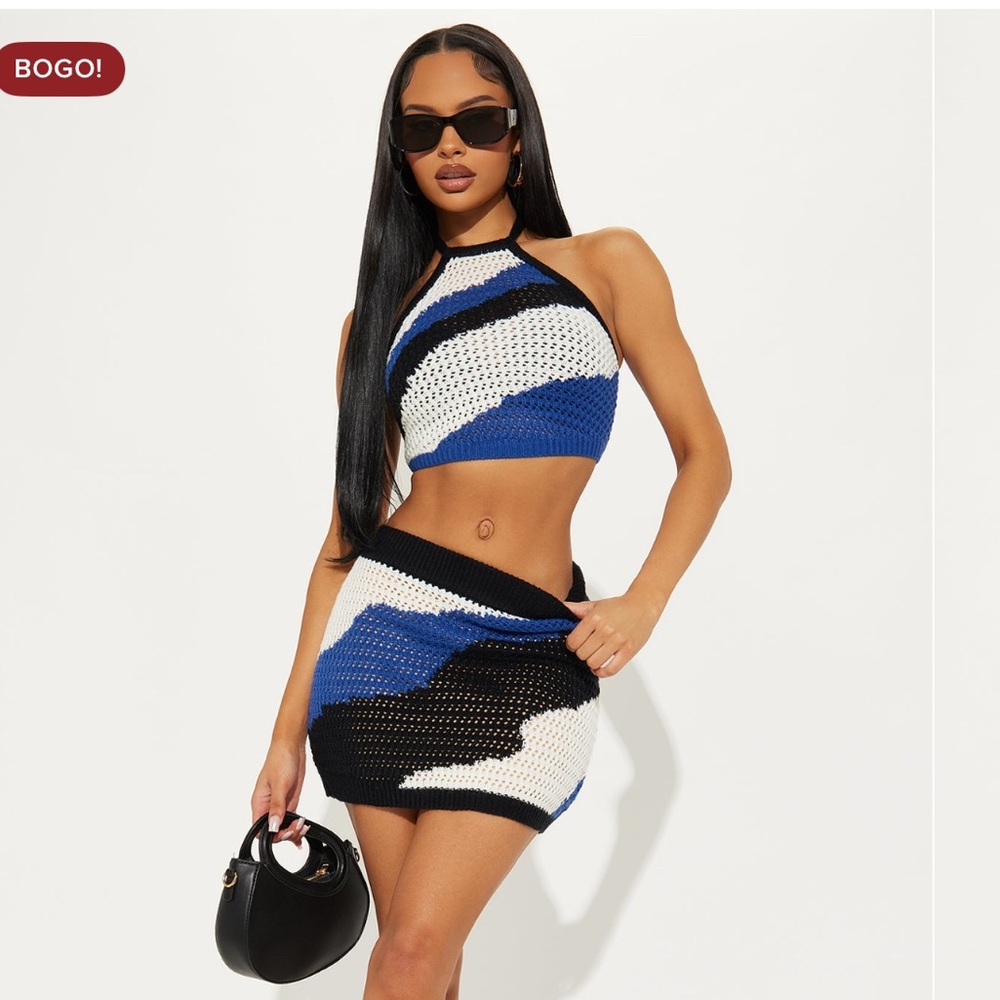 Fashion Nova Orange and Pink Mini Skirt
